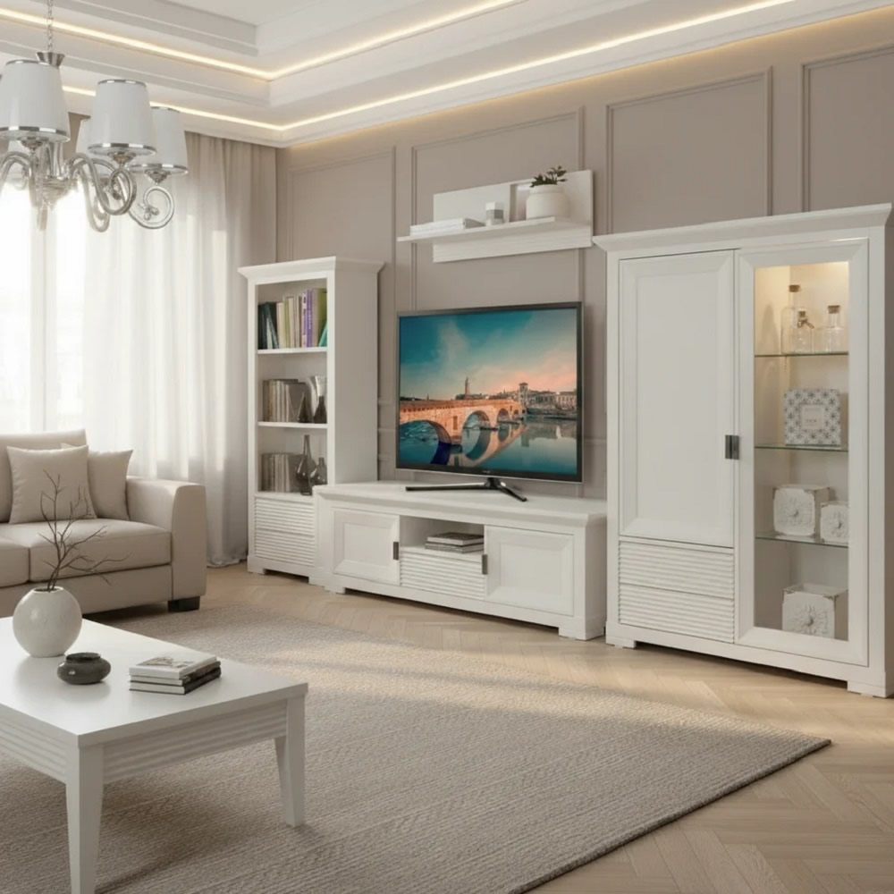 Set Living Verona Bianco 2 Alb – Camera de Zi | Mobila Edion