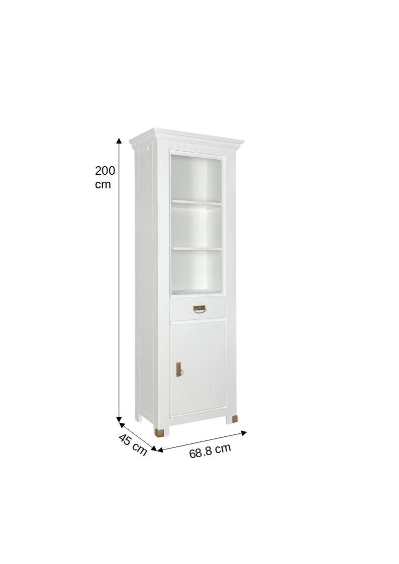 Bibliotecă Saint Tropez Alb 1 Ușă 1 Sertar (68,8 x 45 x 200 cm) - imagine 5
