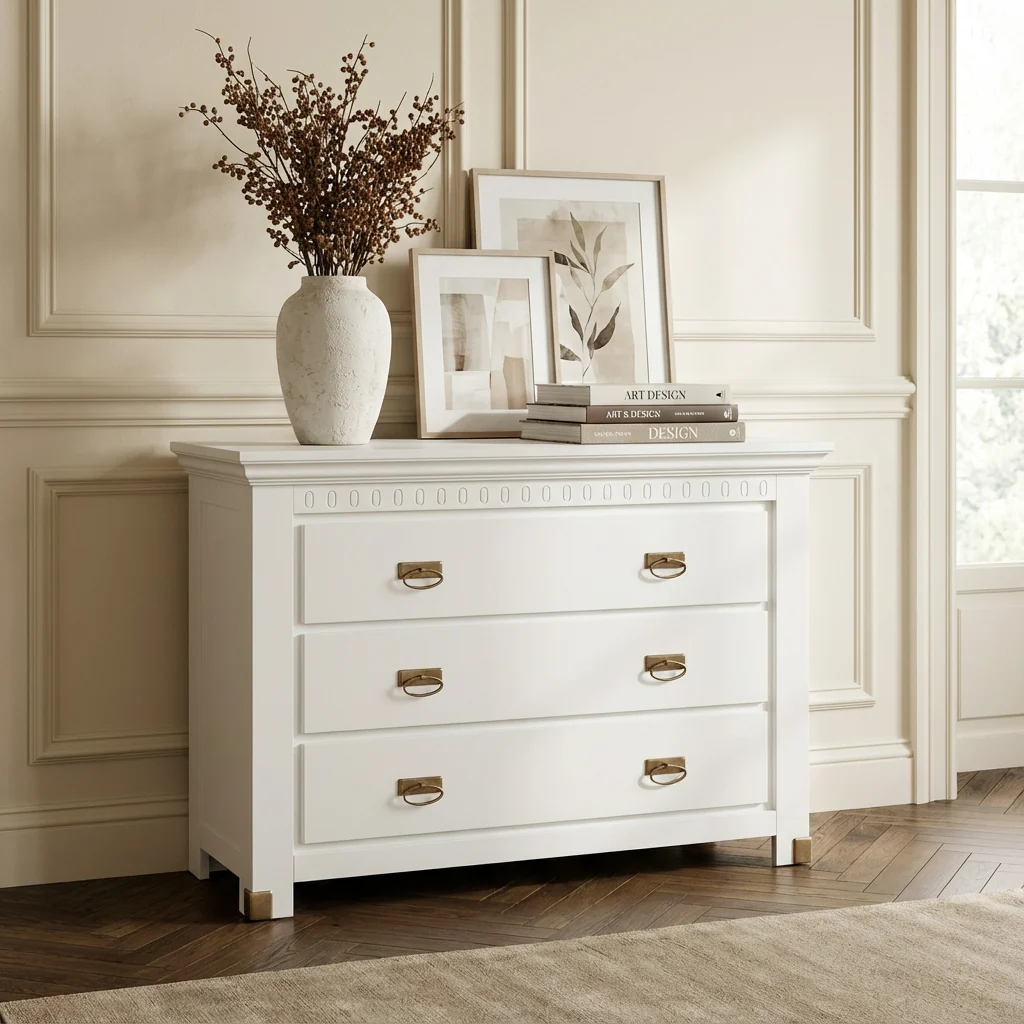 Comodă Saint Tropez Alb 3 Sertare 132 cm | Mobila Edion