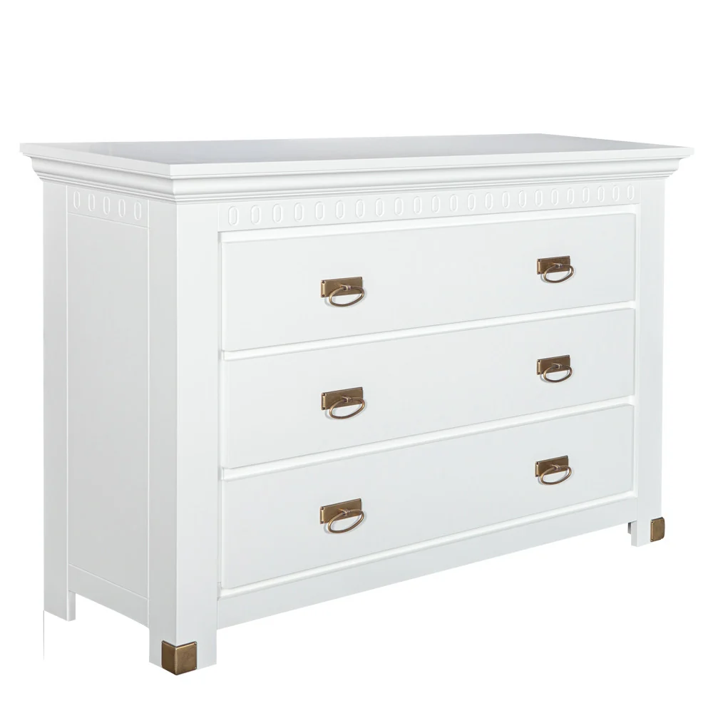 Comodă Saint Tropez Alb 3 Sertare 132 cm | Mobila Edion