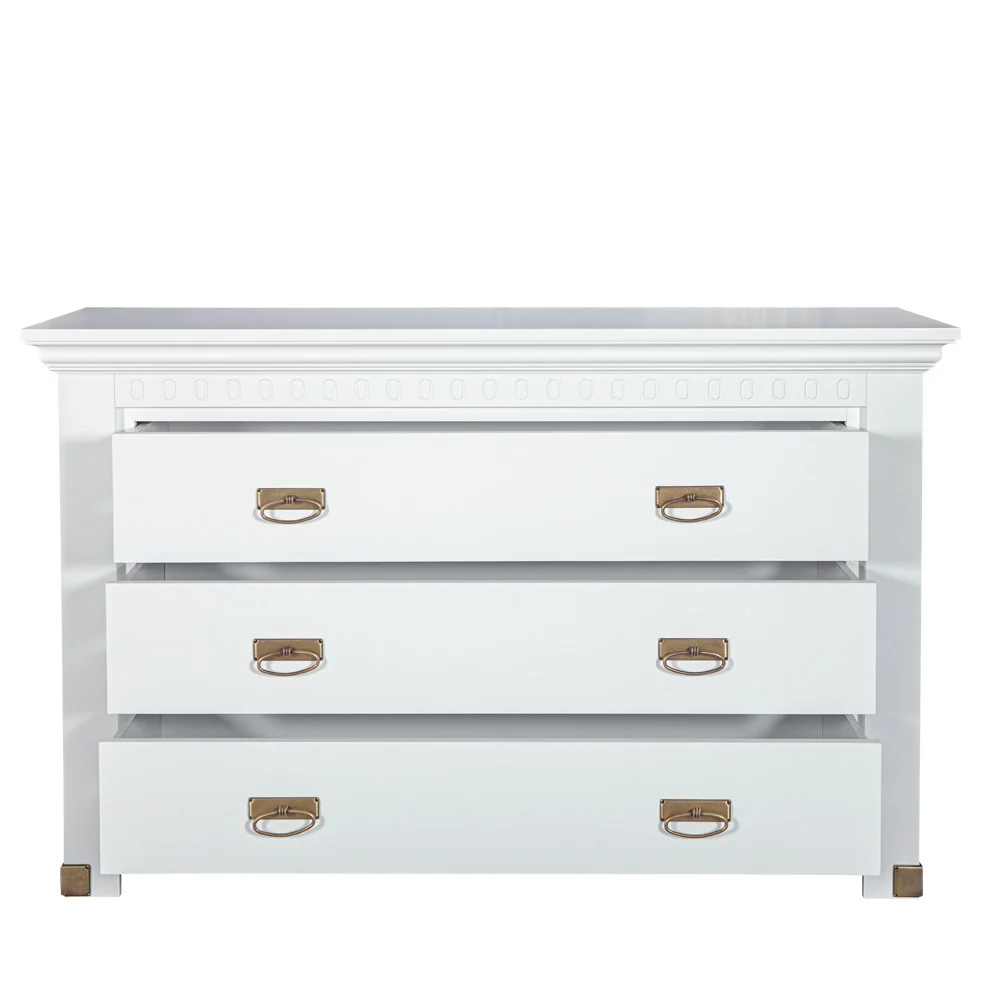 Comodă Saint Tropez Alb 3 Sertare 132 cm | Mobila Edion