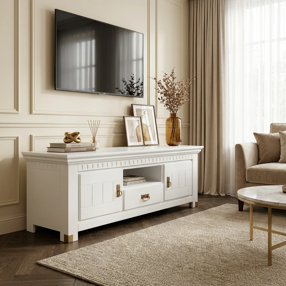 Comoda TV Saint Tropez Alb 160 cm - Living | Mobila Edion