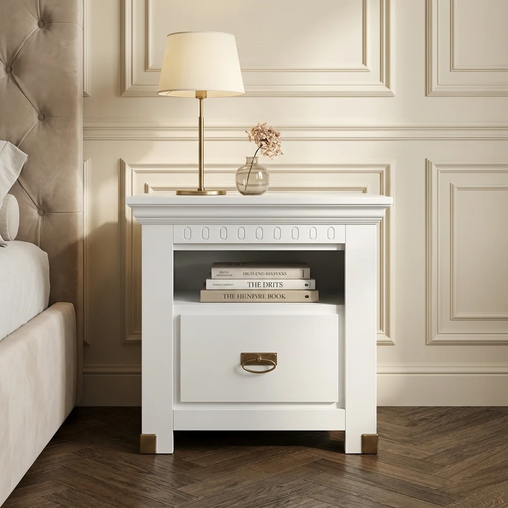 Noptiera Saint Tropez Alb 1 Sertar 68.6 cm | Mobila Edion