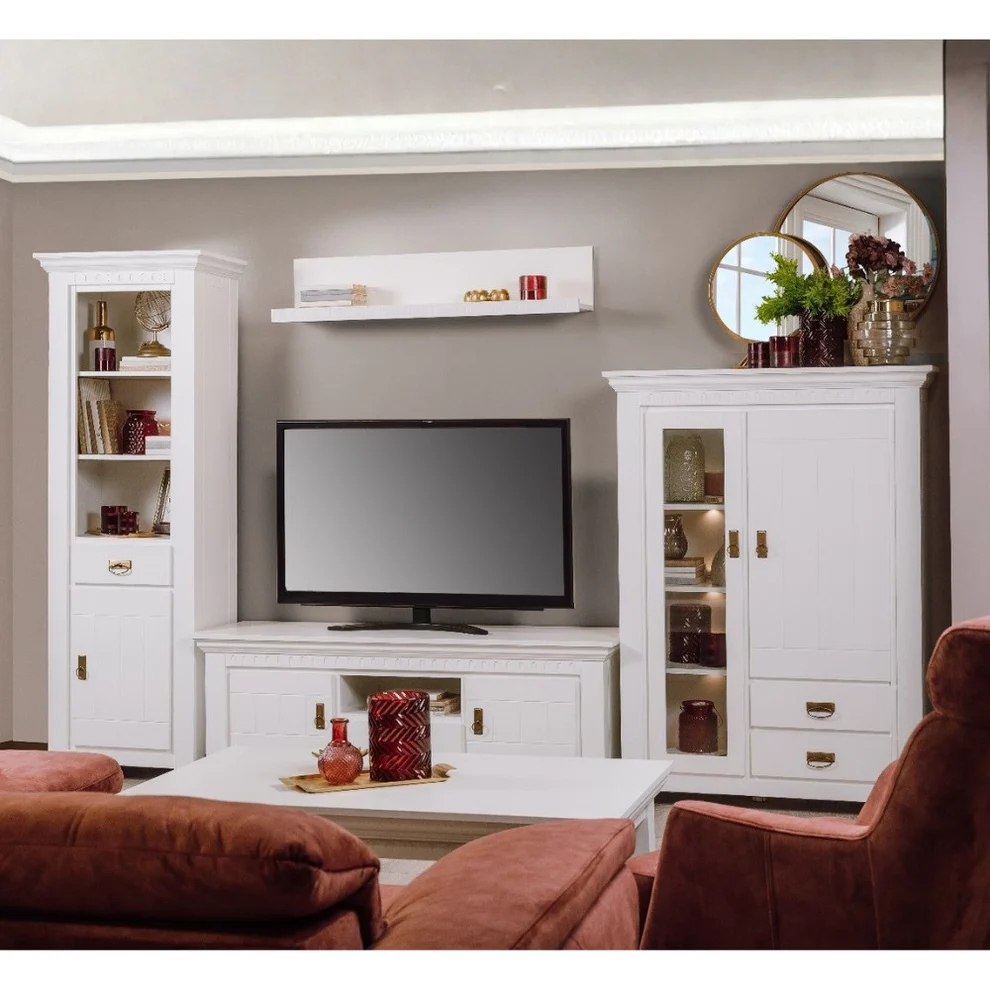 Set Living Saint Tropez Alb – Rafinament Neoclasic, Iluminare LED și Funcționalitate Completă