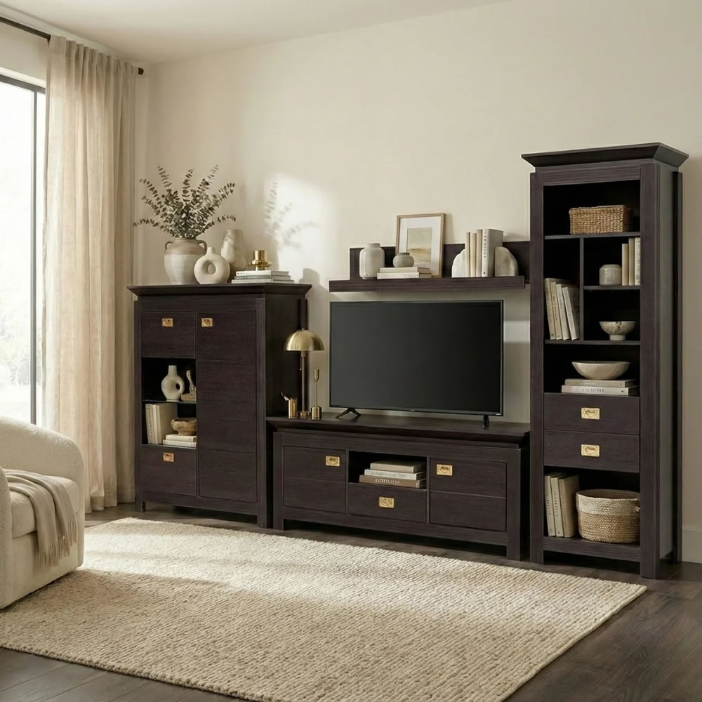 Set Living Saigon Cantori Wenge – Comodă TV, Bar, Bibliotecă | Mobila Edion