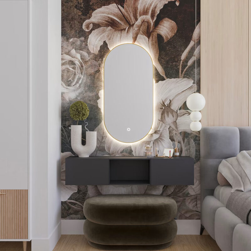 Oglinda ovala Micedi luminata cu led, 100 x 50 x 4 cm
