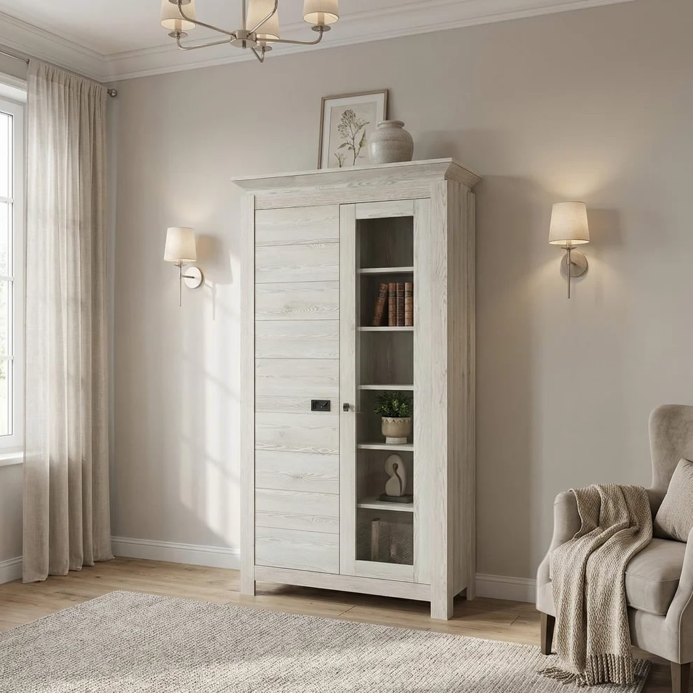 Vitrina Casablanca Loft Gri cu 2 Uși 99 cm | Mobila Edion