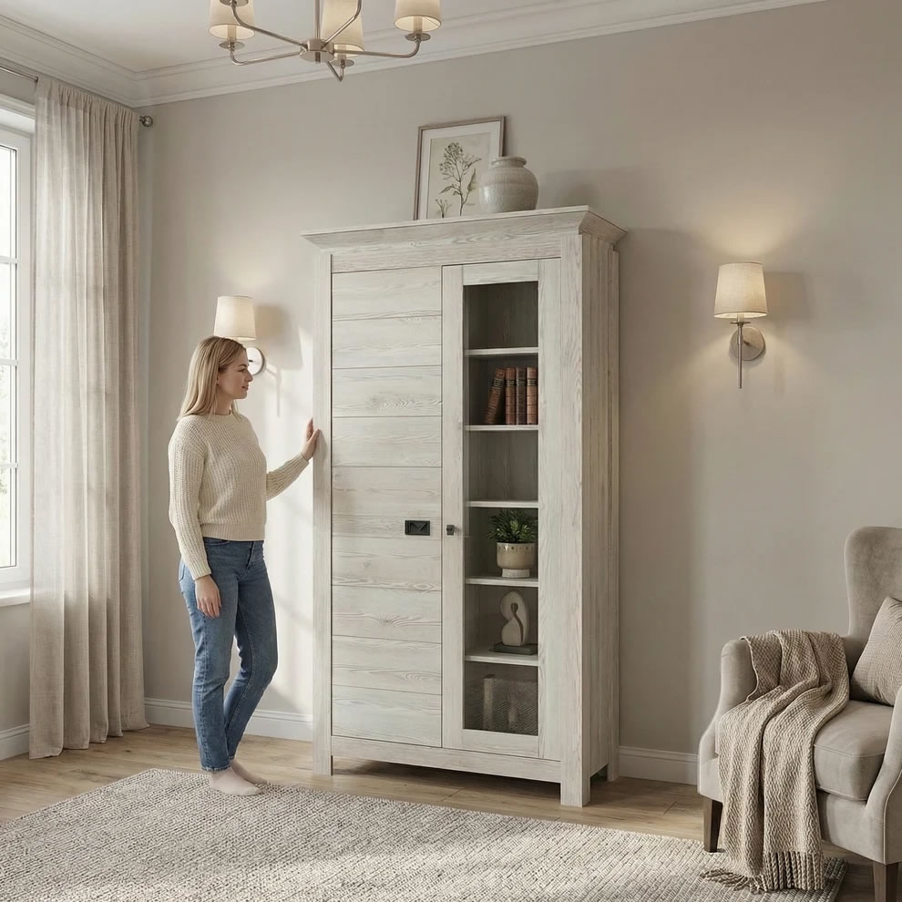 Vitrina Casablanca Loft Gri cu 2 Uși 99 cm | Mobila Edion